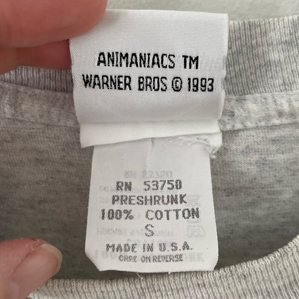 Vintage 1993 Warner Bros Animaniacs Pinky & The Brain Pre-Shrunk T-Shirt Size S - Picture 3 of 6